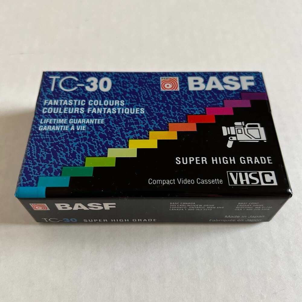 TC-30 BASF Super High Grade Compact Video Cassette (VHS-C)-Sealed package